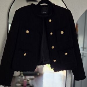 Black Tweed Jacket with Gold Buttons